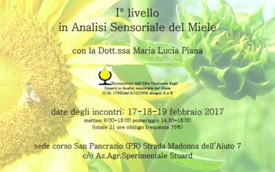 Corso di Perfezionamento I° Livello in Analisi Sensoriale del Miele